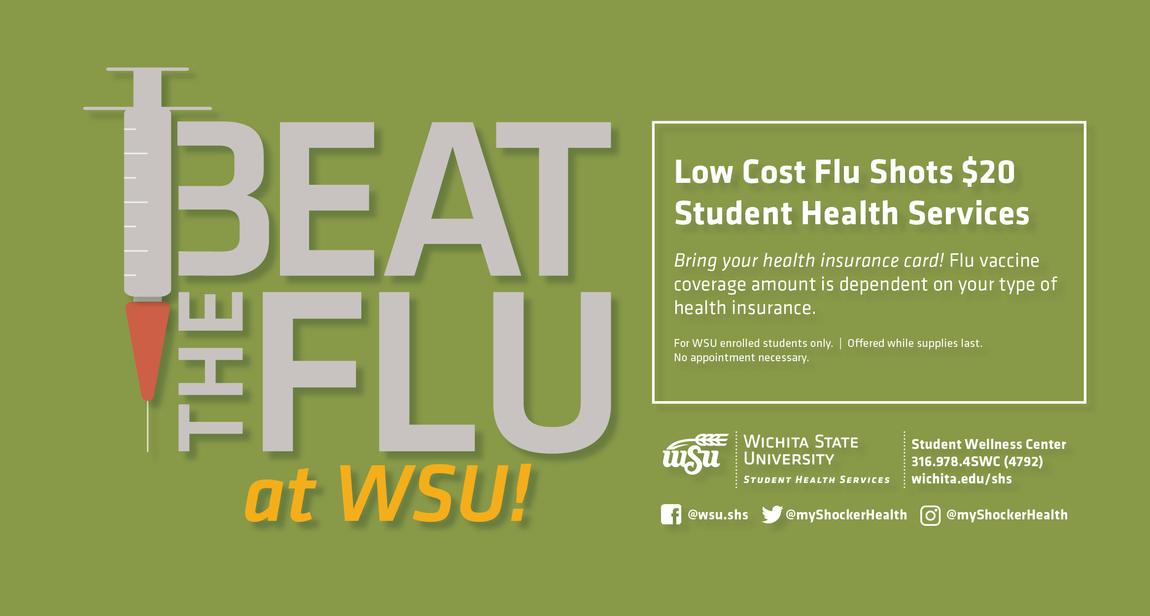 Student Health Services offering Flu Shots