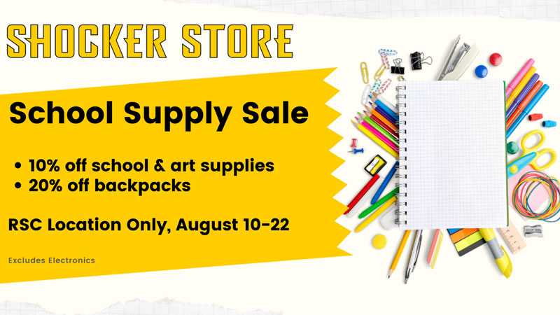 Sale on school supplies at Shocker Store