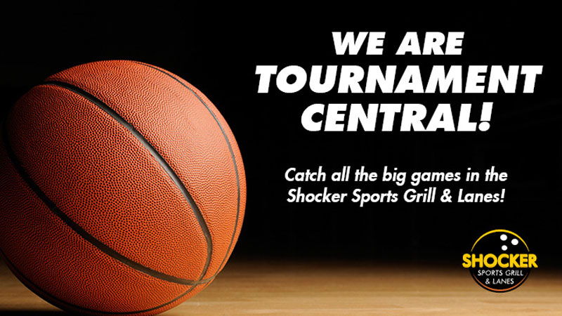 The Shockers play their first game of the American Athletic Conference tournament at 11 a.m. Friday, March 12. Come grab an early lunch and watch the game at the Shocker Sports Grill & Lane!
