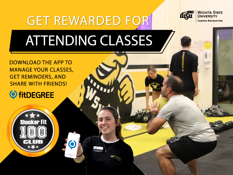 Get rewarded for attending F45 Classes! Attendance is tracked based on the FitDegree app. Sign in at every class and receive a prize after every 25 classes you attend! Attend 100 classes to earn the prestigious Shocker Fit 100 Club t-shirt.
