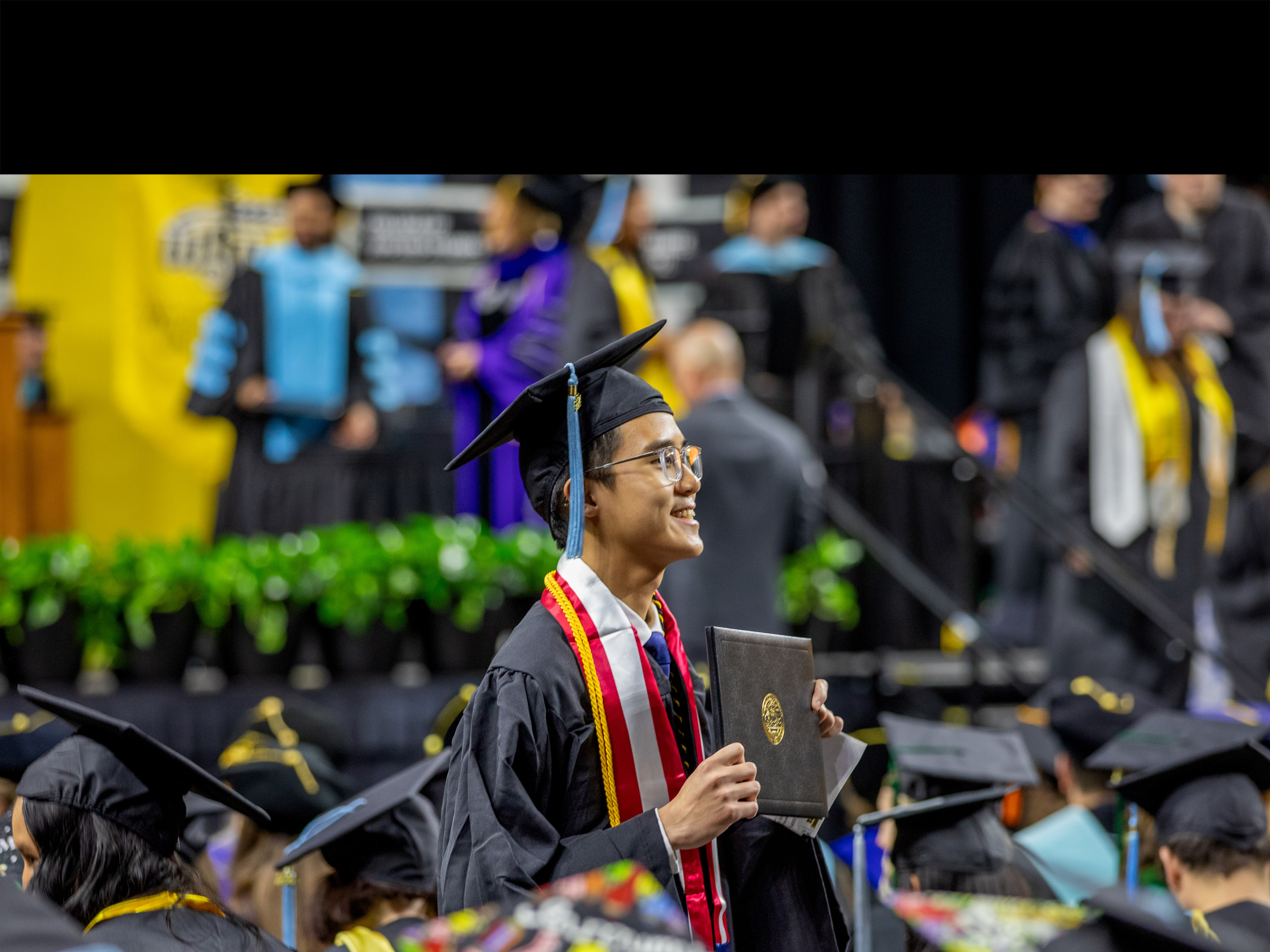 Graduates at commencement