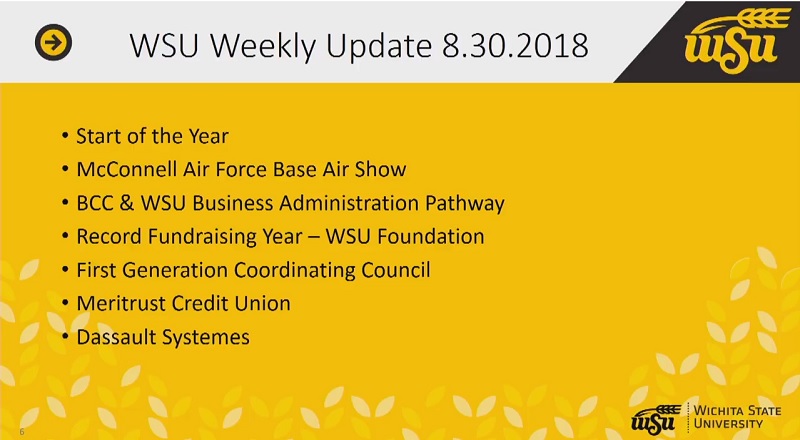 Weekly Update Aug. 30, 2018