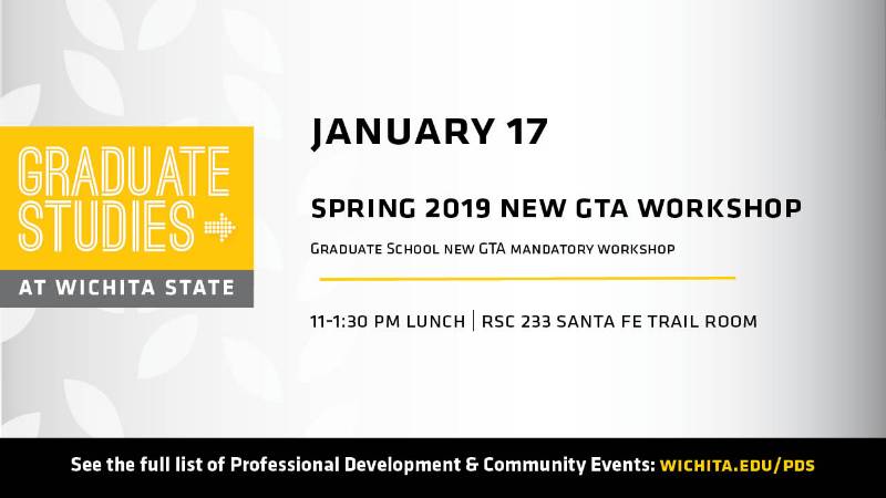 New GTA workshop Jan. 17, 2019