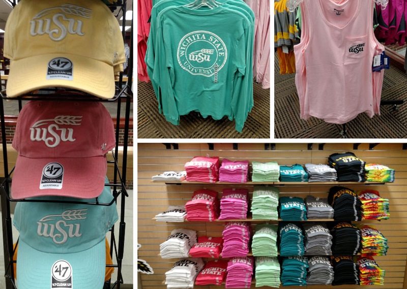 Fashion-colored merchandise on sale in Shocker Store