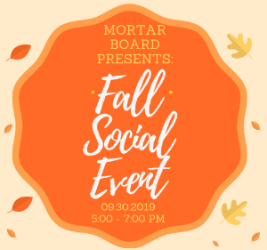 Mortar Board social event Sept. 30, 2019