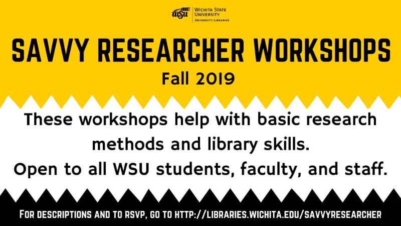 Savvy Researcher Workshops Oct. 30, 2019