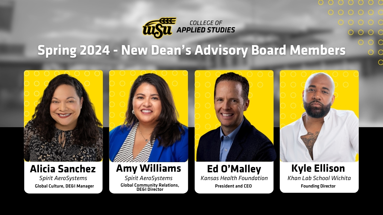 New Spring 2024 CAS Dean's Advisory Board Members - Alicia Sanchez, Amy Williams, Ed O'Malley, Kyle Ellison