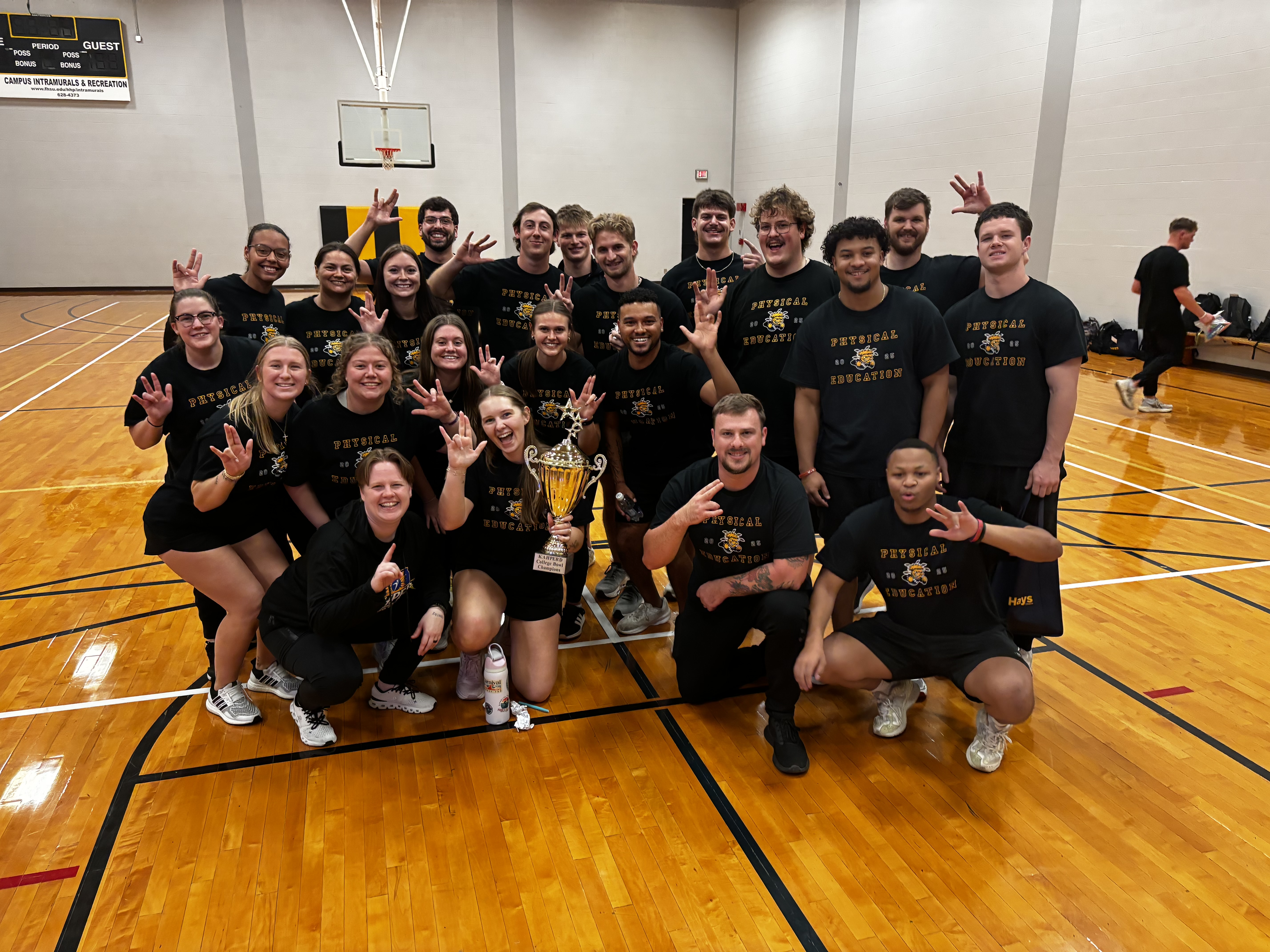 WSU Students with the College Bowl trophy
