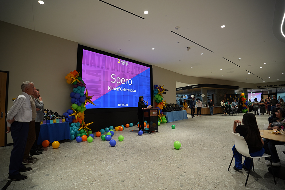 Larisa Genin and the Spero Advisory board addresses the gathered crowd at the Spero Launch Celebration.