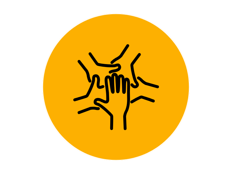Icon depicting hands stacked on one another
