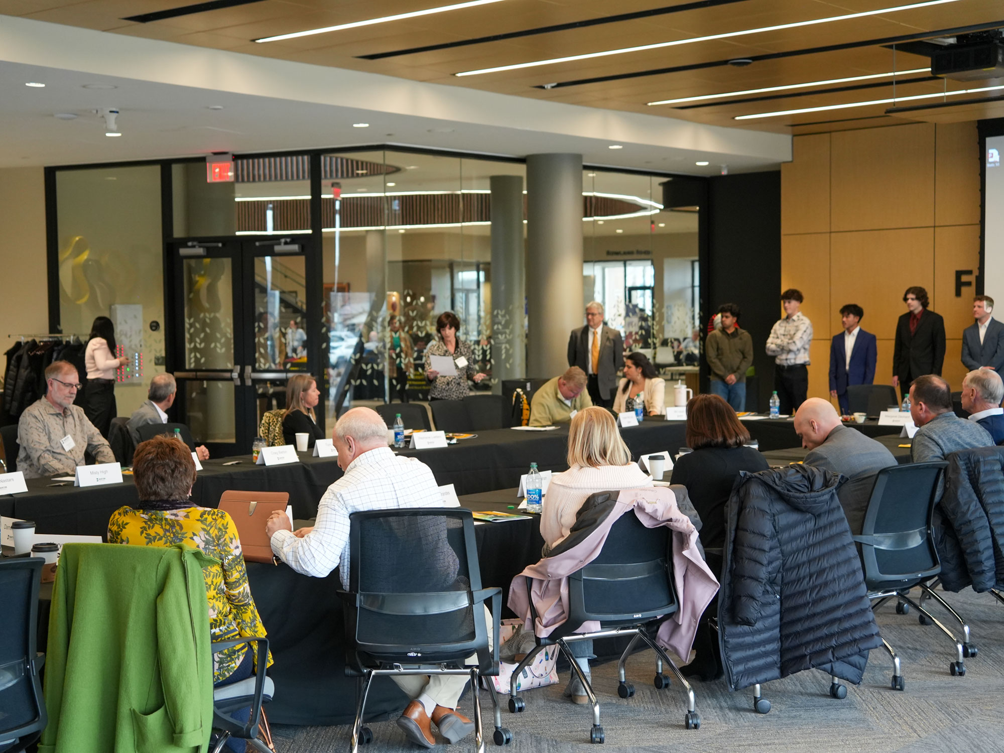 Members of the Dean's Advisory board meeting with the Widener Global Leaders Program
