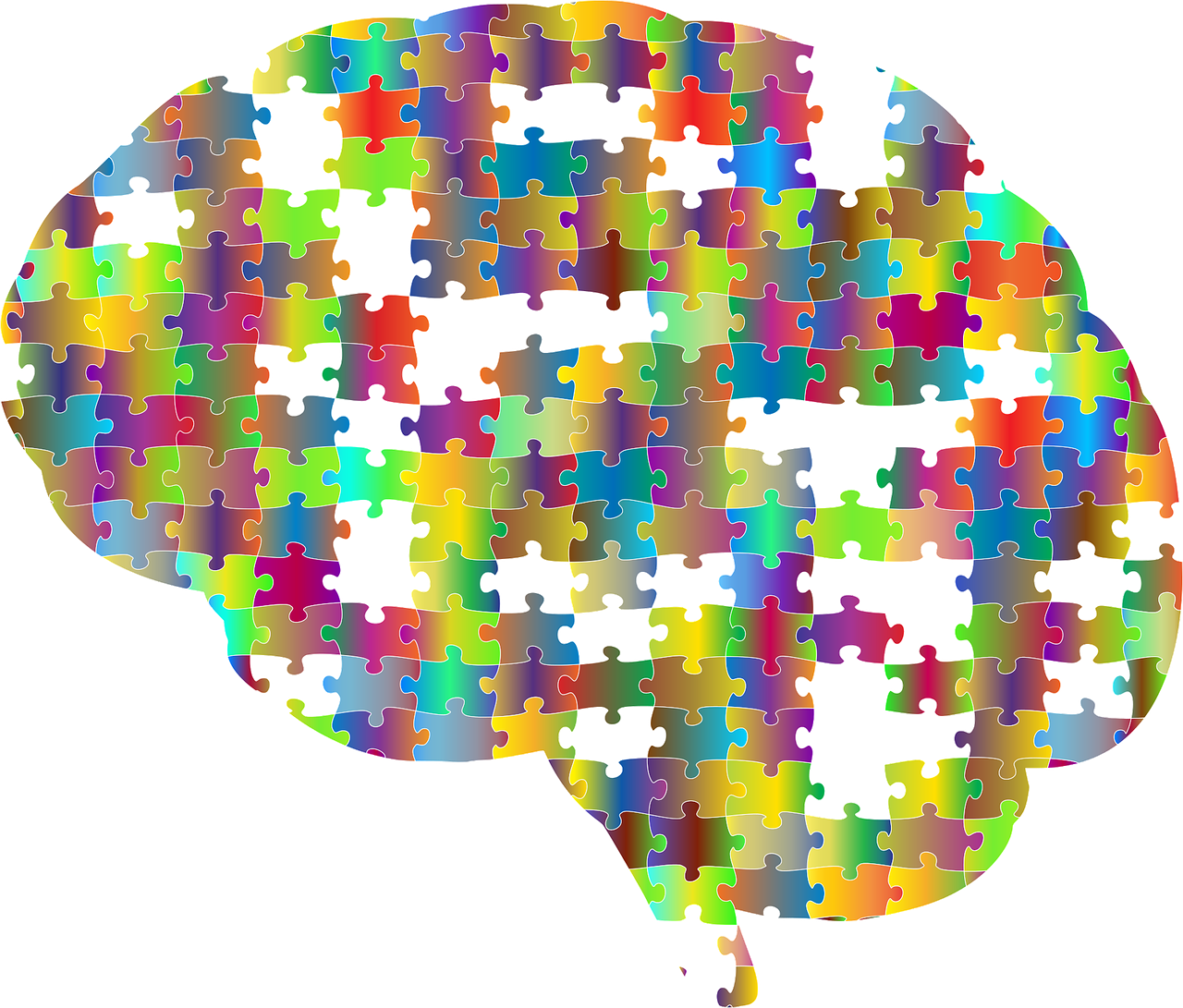 Brain represented by puzzle pieces.