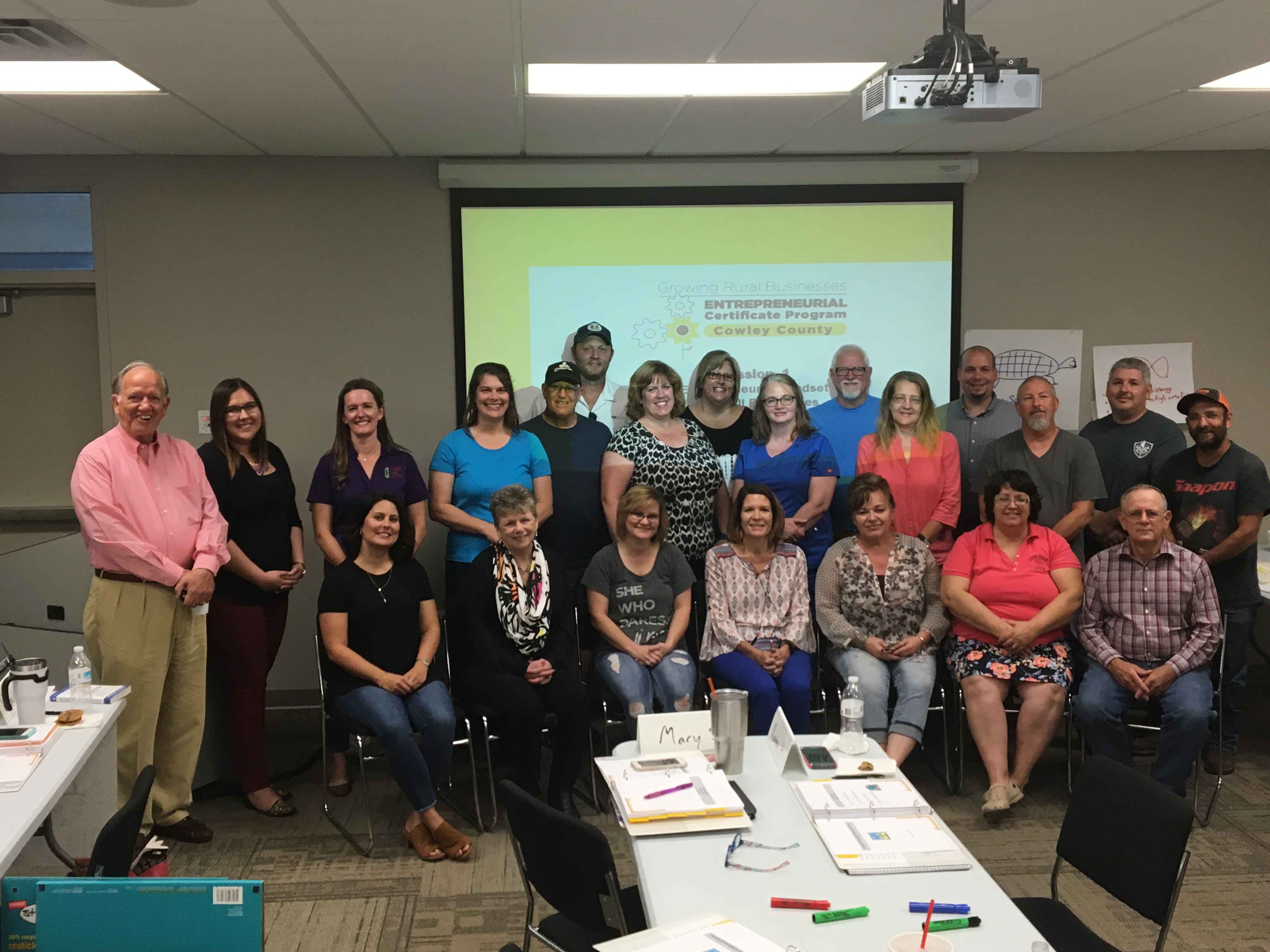 Group photo of the participants of the Fall 2017 Growing Rural Businesses Training in Arkansas City.