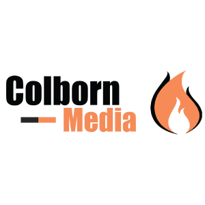 Colborn Media underlined with a fire next to it