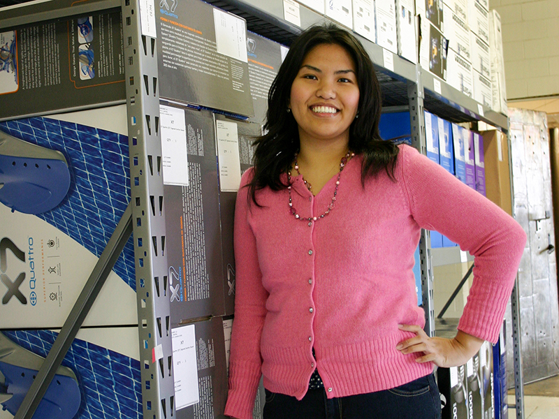 Supply chain student in a storage facility