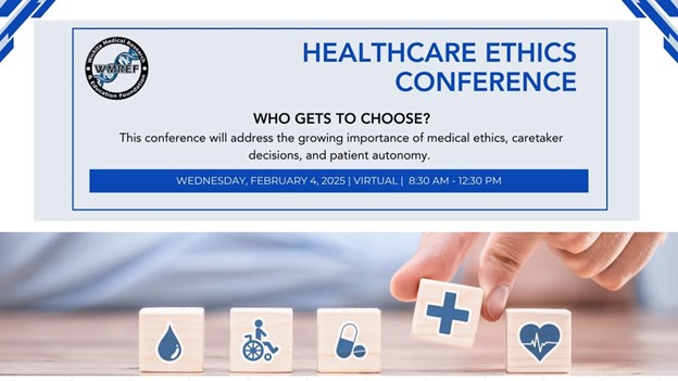 Flyer with blue theme and the WMREF logo