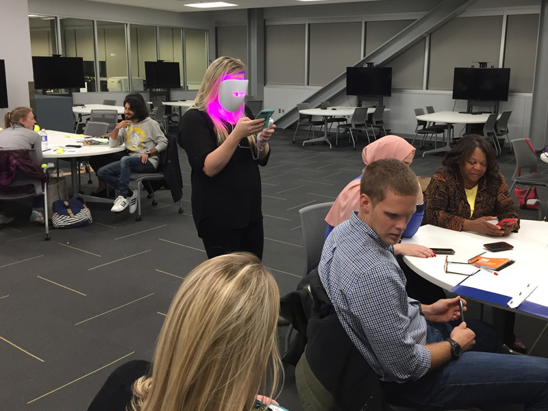 Students collaborating on Johnson and Johnson Challenge Students collaborating on Johnson and Johnson Challenge