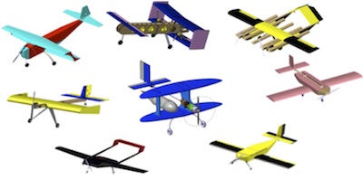 Header graphic of a variety of CG-modeled aircraft. 