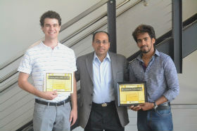 Photo of undergraduates receiving awards. 