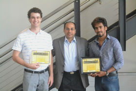 Photo of undergraduates receiving awards.