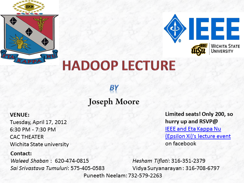 Hadoop lecture informational flier. 