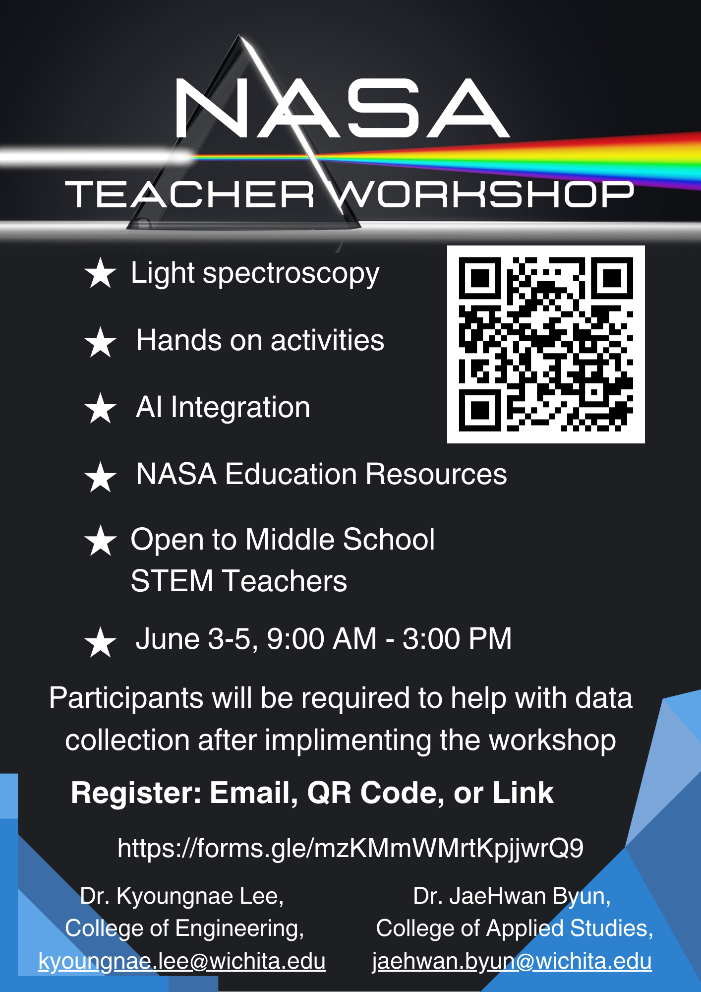Poster with general information about the workshop, contact, and registration information.