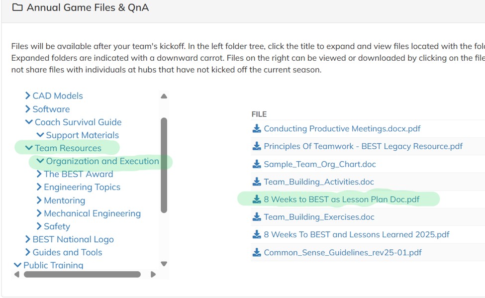 Annual Game Files in Team Workflow Screen shot of Team Workflow showing Annual Game Files frame