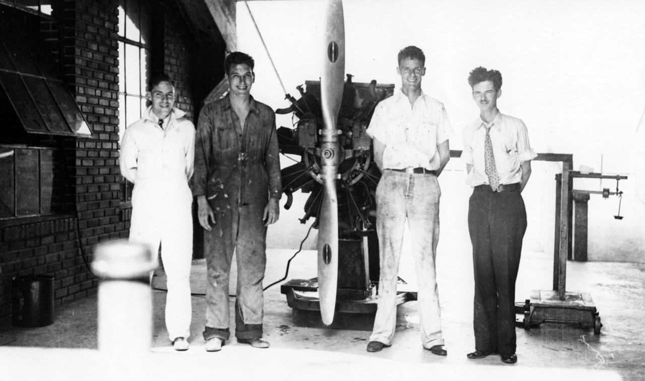 Dwane Wallace (second from right) and his test group in the 1920s at Wichita University.