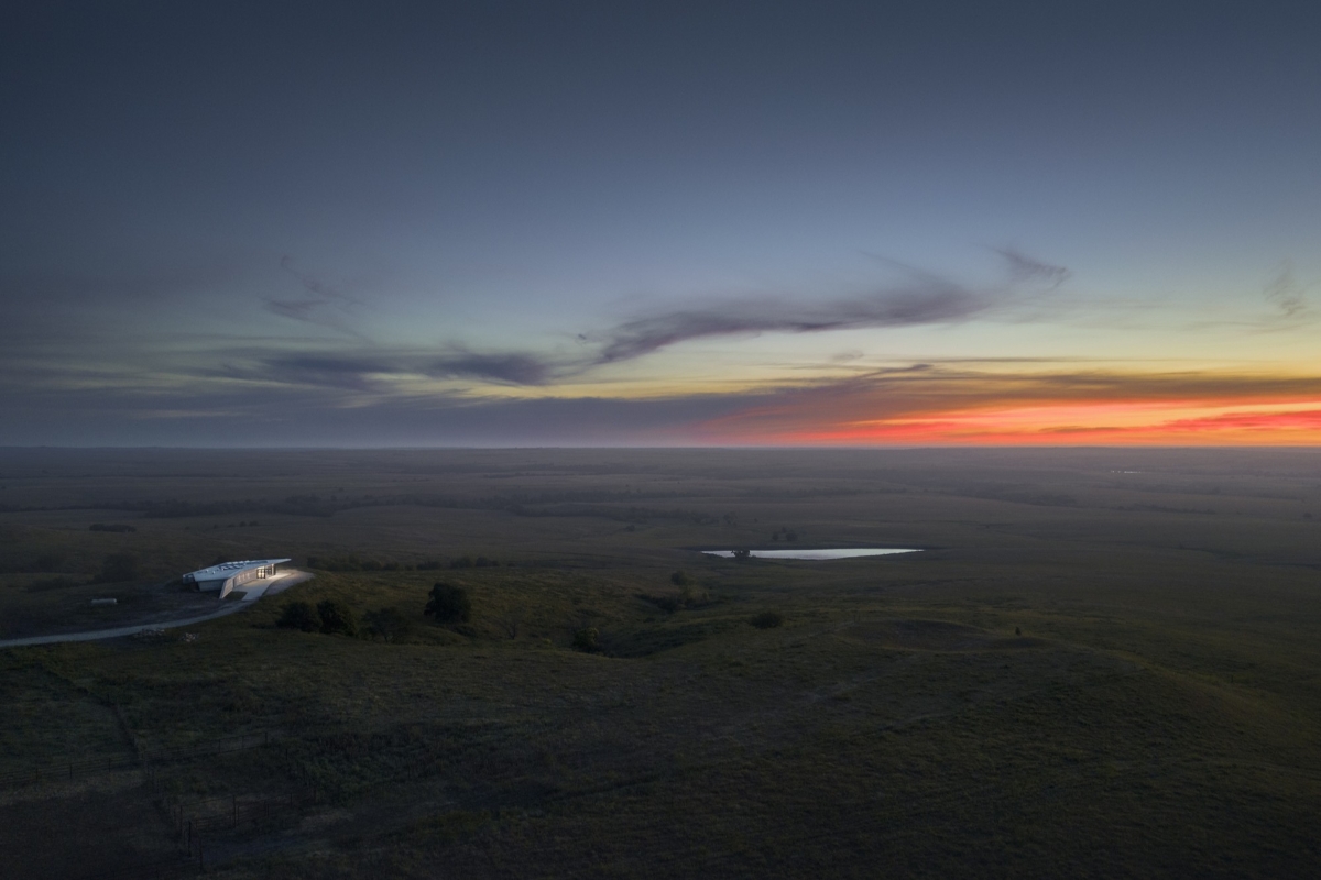 Overhead view of Youngmeyer Ranch Reserve at sunset