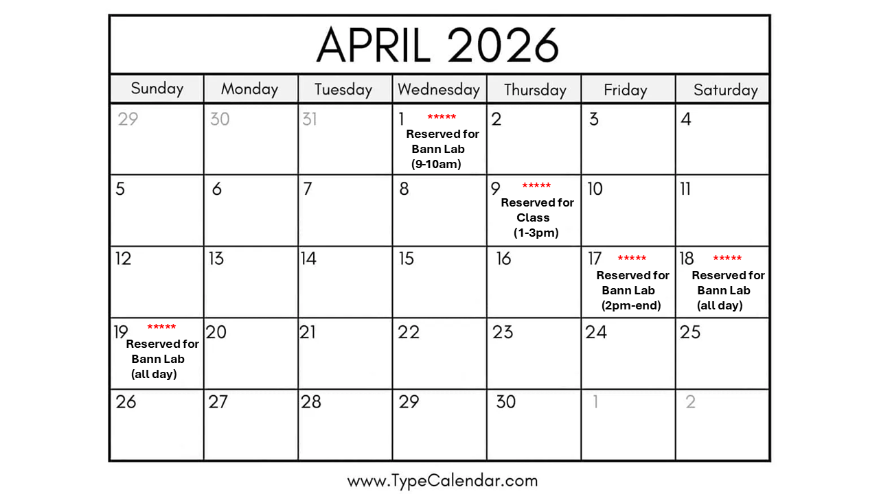 NMR reservation schedule for April 2026