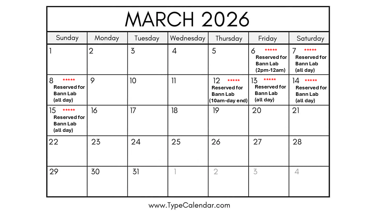 NMR reservation schedule for March 2026