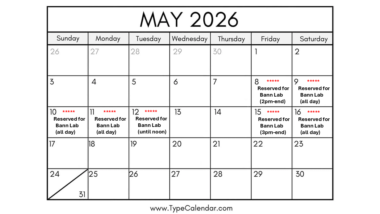 NMR reservation schedule for May 2026