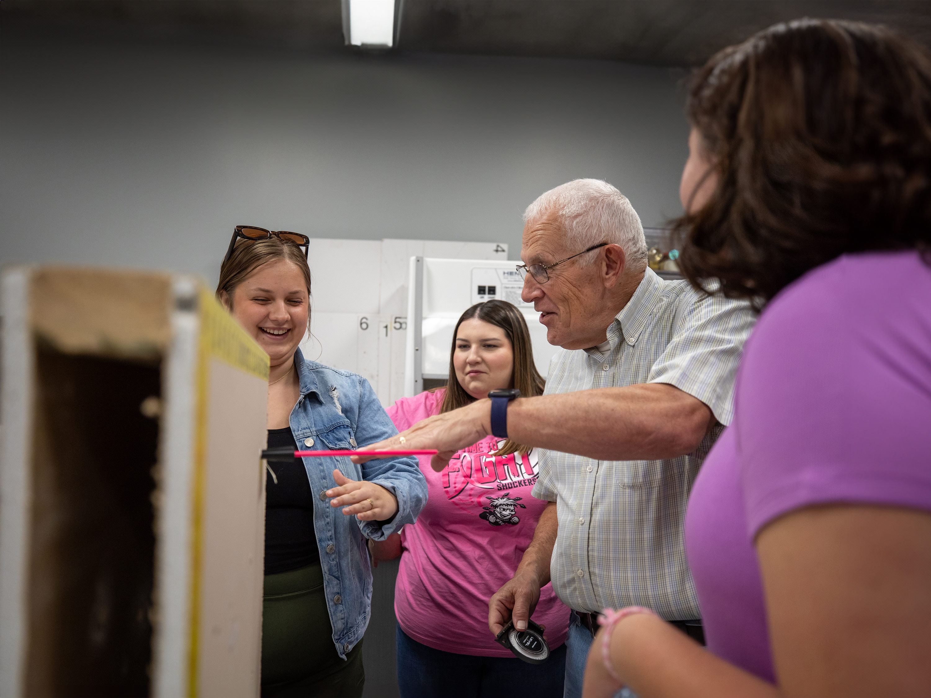 A professor leads an exercise in crime scene recreation