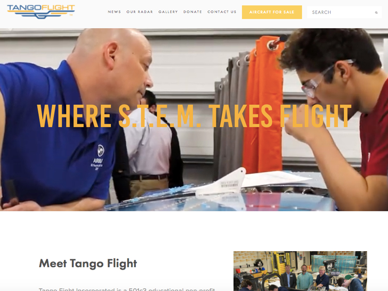the tango flight club website is used as an example