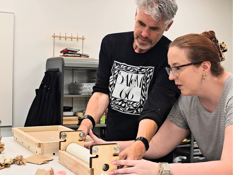 lab directors Fran Connor and Katie Lanning build a press lab directors Fran Connor and Katie Lanning build a press