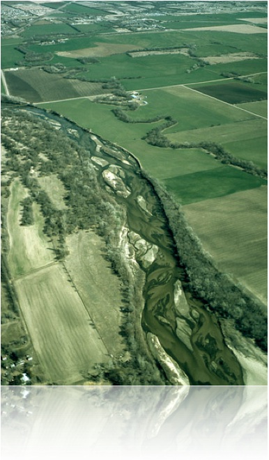 Aerial photo of urban/rural area.