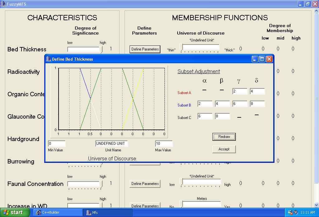 Screen-shot of fuzzy mfs classification program