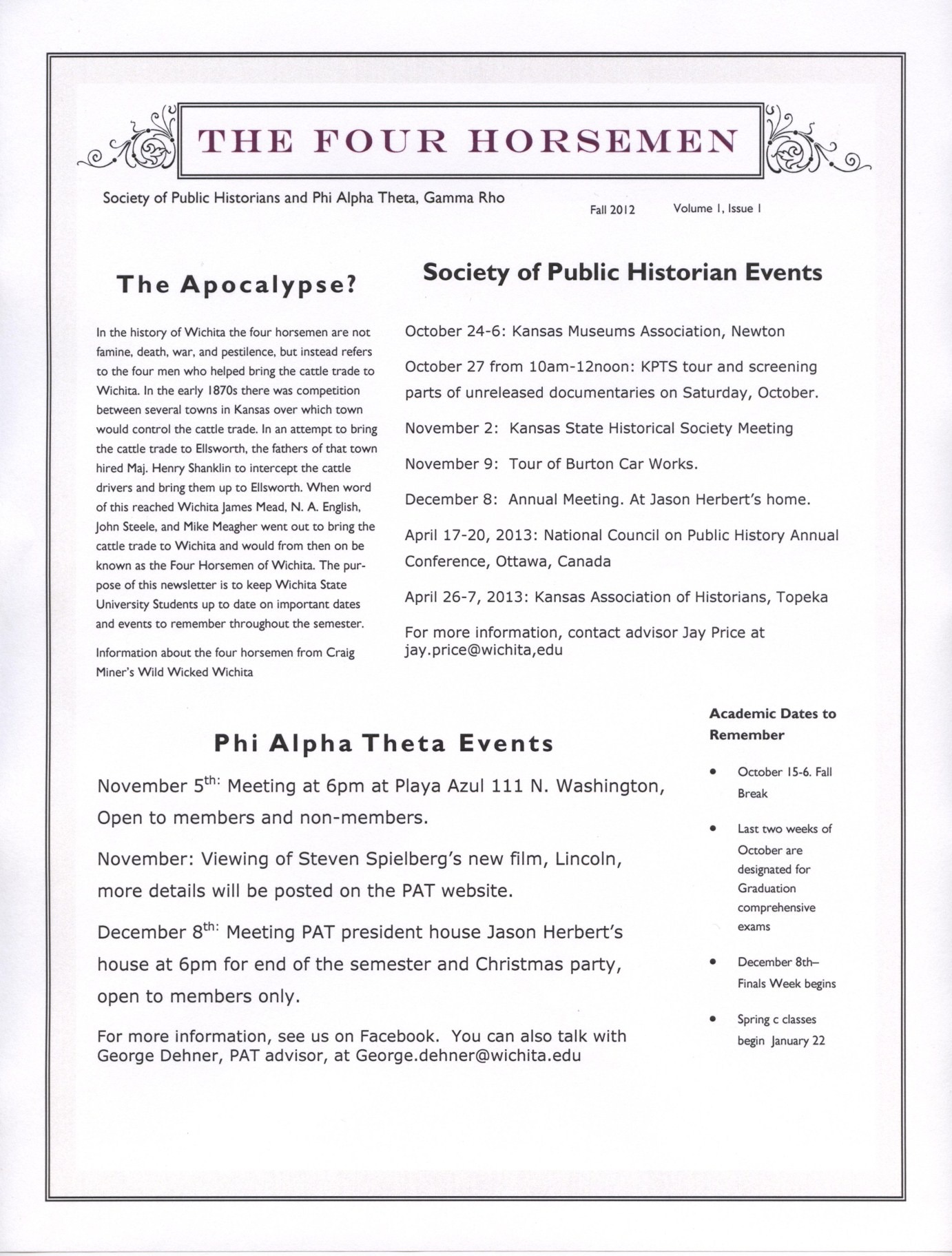 Cover of The Four Horsemen Newsletter