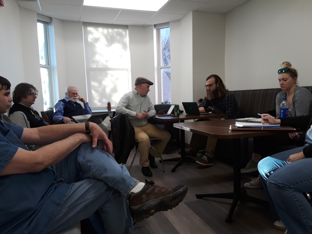 History students enjoying a class in our new Fiske Hall lounge