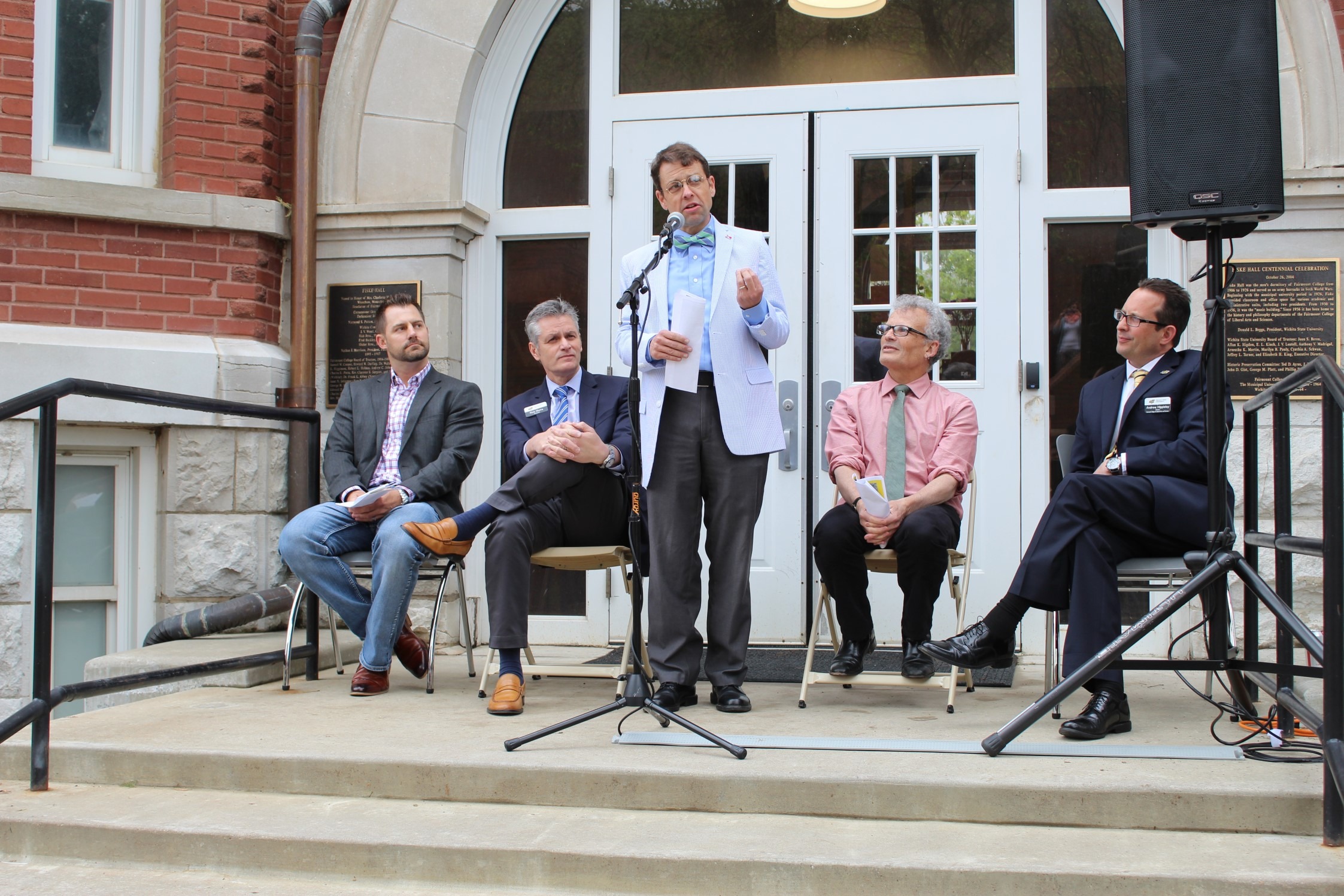 Department of History Chair Jay Price speaks during the rededication of Fiske Hall on May 3, 2019