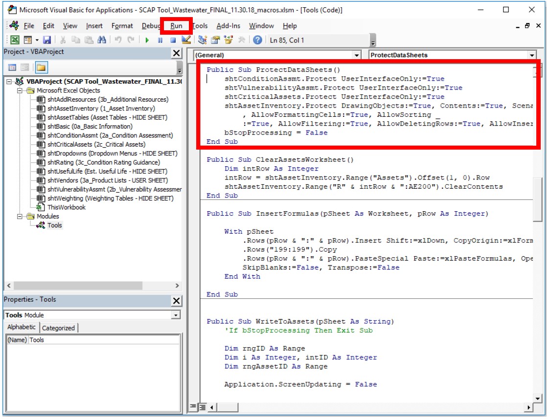 Excel screenshot of macros code editing window