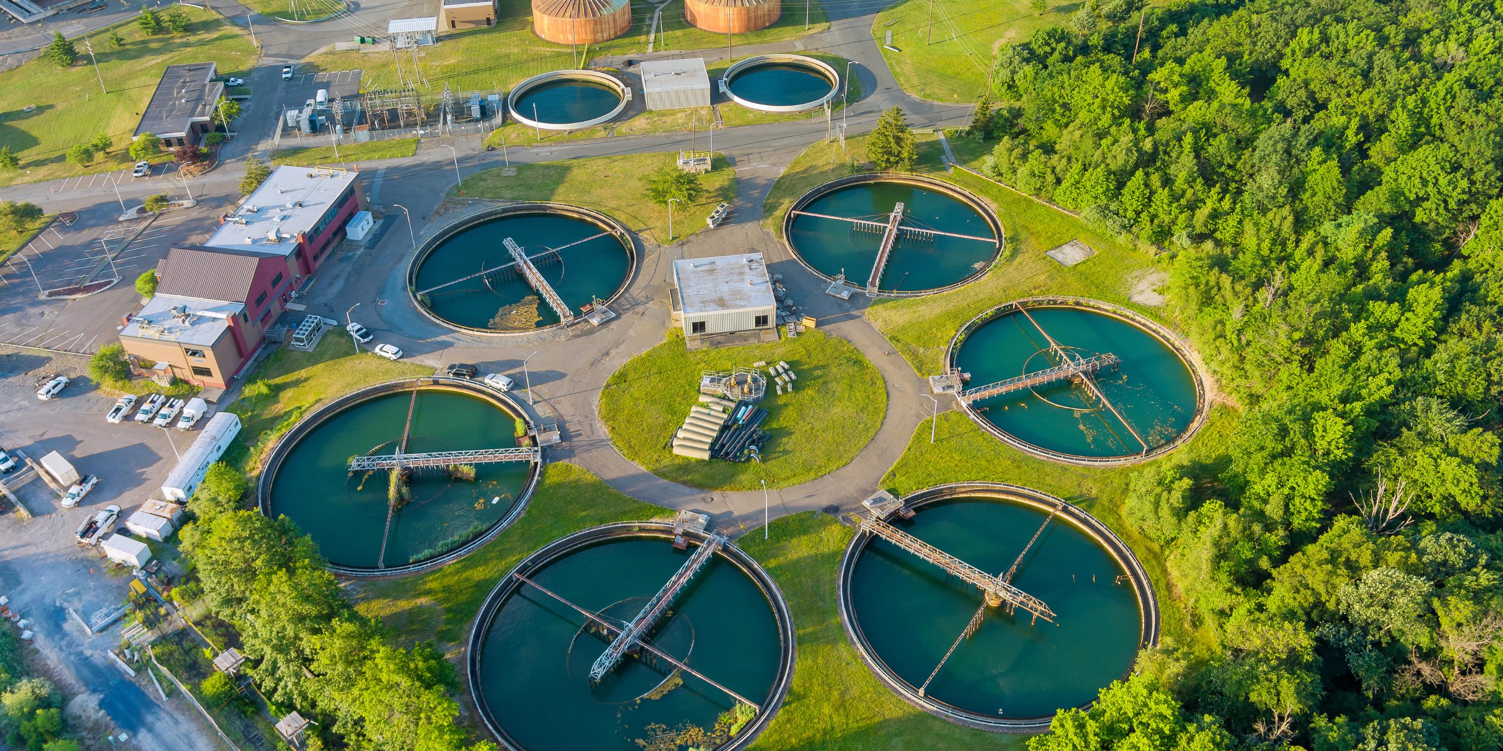 aerial view of a water treatment plant