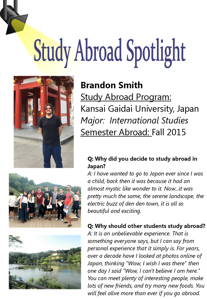 Study Abroad Spotline featuring interviews with students studying abroad. 
