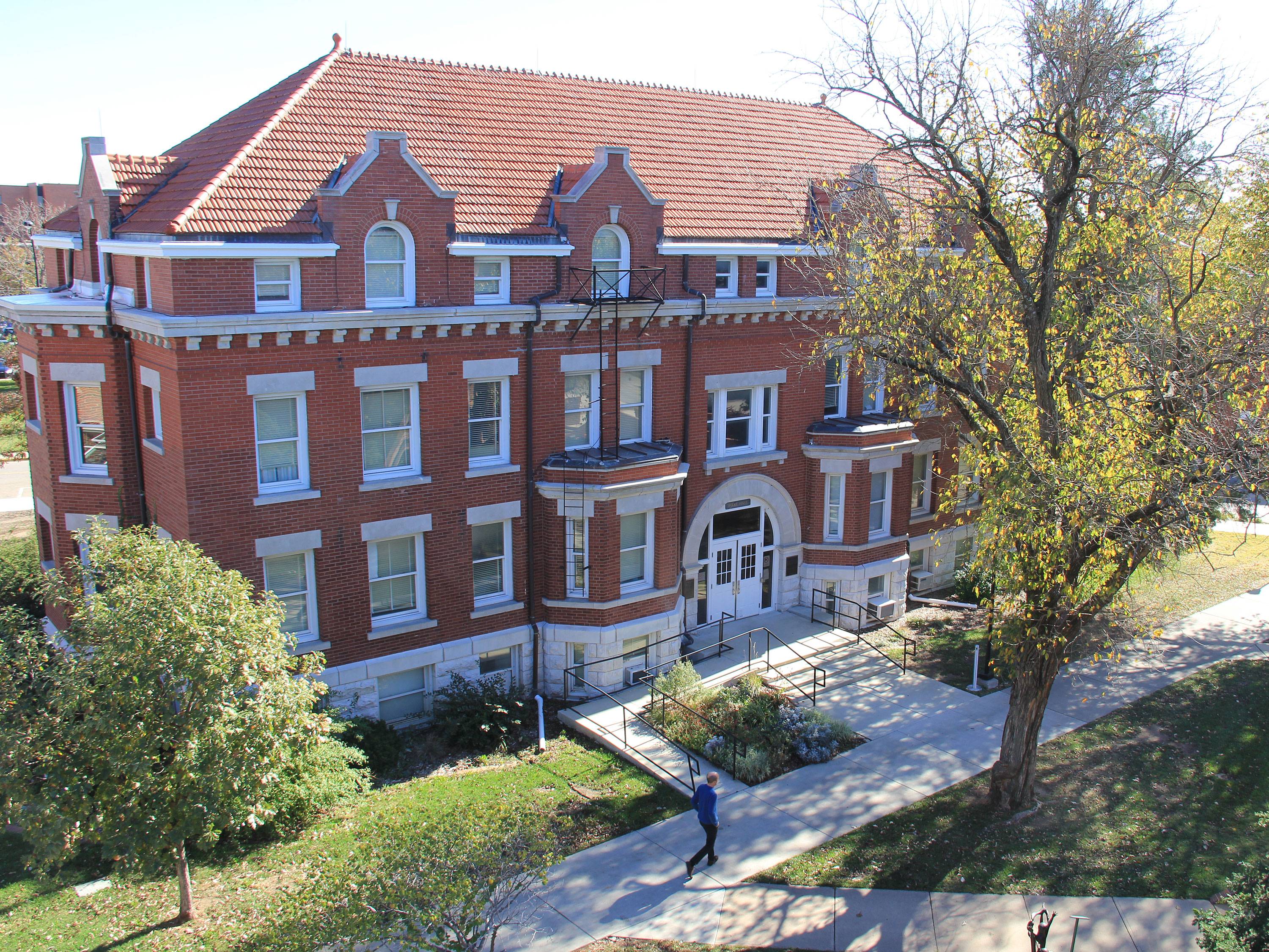 Fiske Hall, a brick and stone building dedicated in 1906