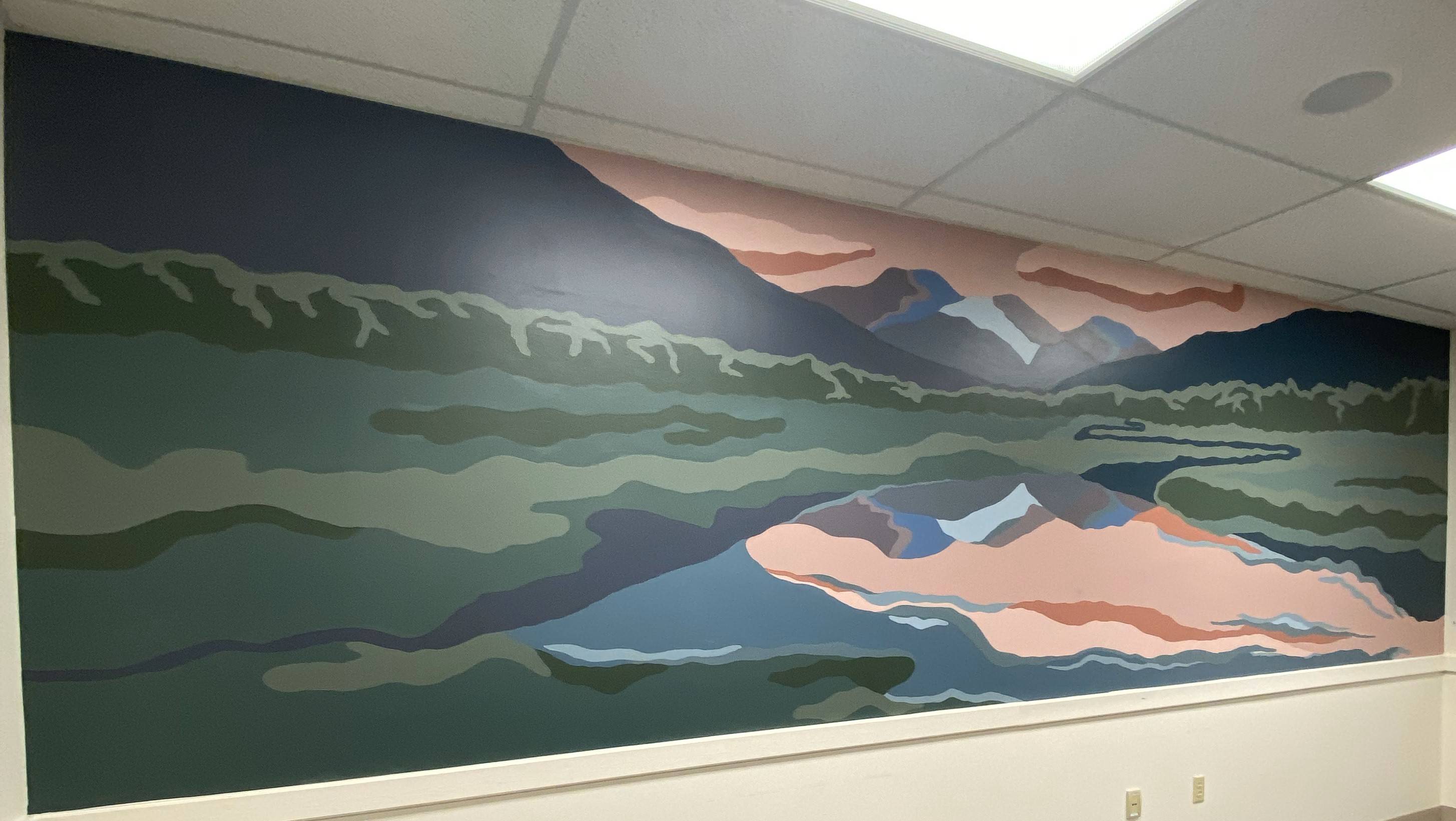 A mural of a landscape