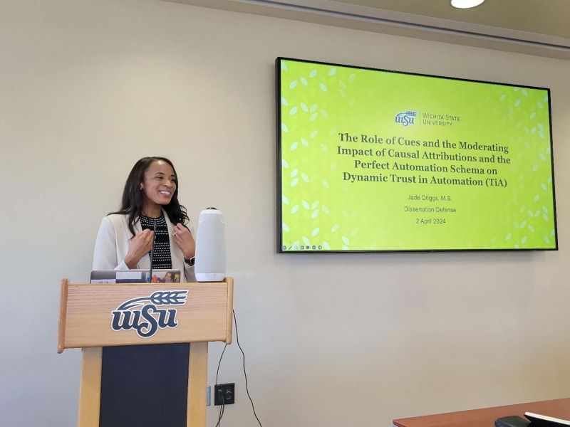 Jade Driggs wins Three Minute Thesis (3MT) Competition for the state of Kansas.