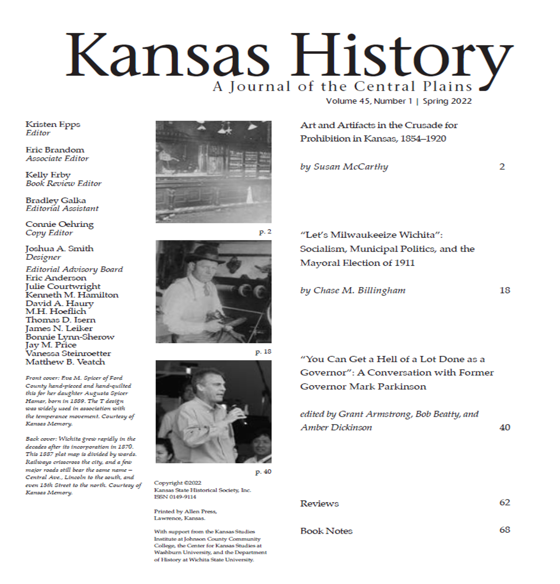 Kansas History Spring 2022 Table of Contents
