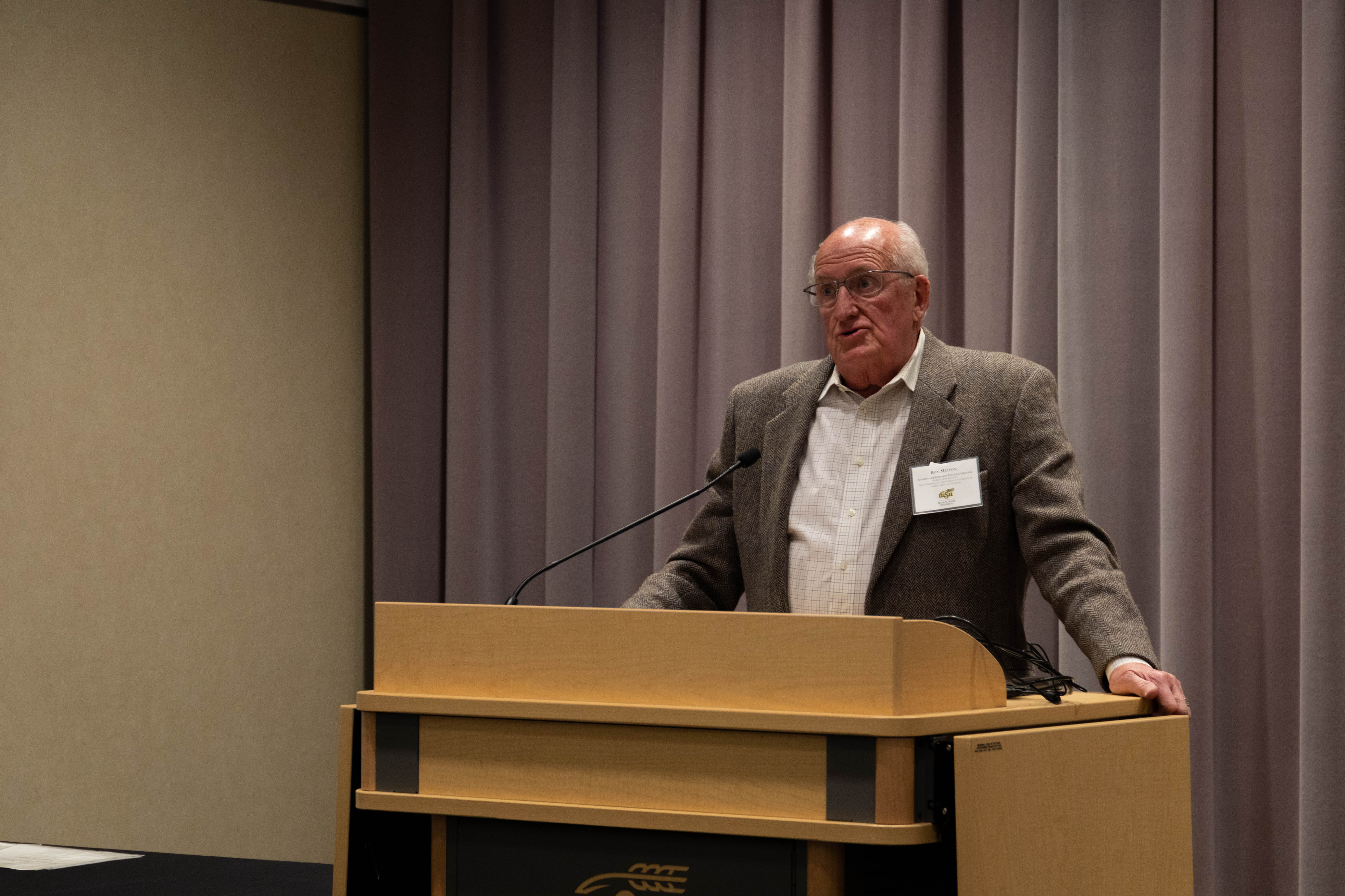 Dean Ron Matson at his induction into the Academy for Effective Teaching, November 2019