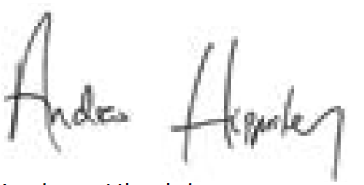Photo of Andrew Hippisley's signature. 