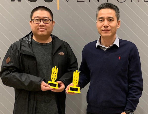 Photo: Long Wang, doctoral student in psychology, won the Shocker Innovation Corps Fellow Award. Rui Ni, associate professor of psychology, accepted the advisor's award on behalf of Jibo He.